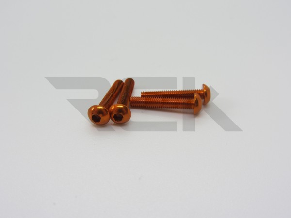 Hiro Seiko 48716 - Alloy Hex Socket Screw - Button Head - M3x18mm - ORANGE (4 pcs)