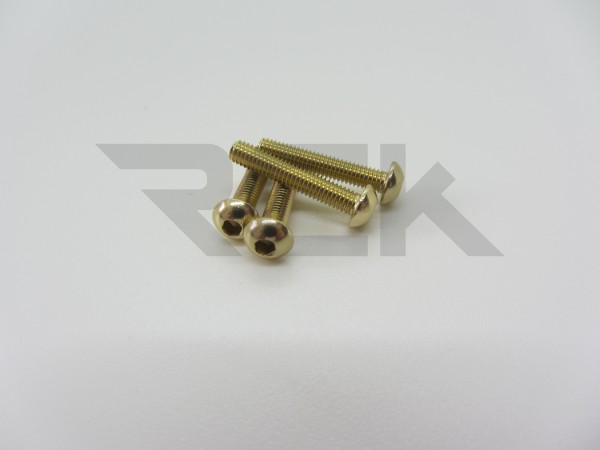 Hiro Seiko 48730 - Alloy Hex Socket Screw - Button Head - M3x16mm - GOLD (4 pcs)