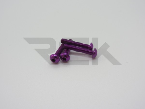 Hiro Seiko 48711 - Alloy Hex Socket Screw - Button Head - M3x18mm - PURPLE (4 pcs)