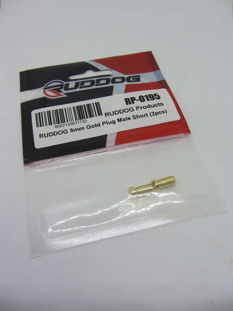 Ruddog Products 0195 - 5mm Gold Plug Male Short (2 pcs)