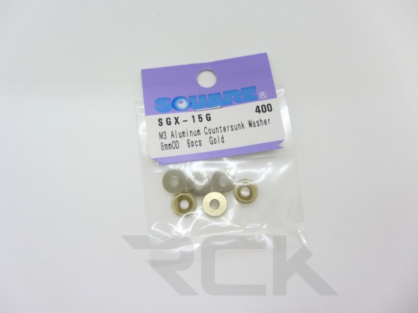 Square SGX-15G - Alu Senkkopf-Unterlegscheibe - 3mm - GOLD (6 Stück)