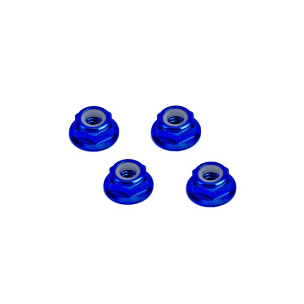 Hiro Seiko 48954 - M4 Alloy Flange Nylon Nut - THIN - Dark Blue (4 pieces)