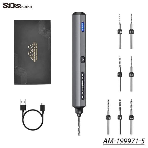 Arrowmax 199971-3 - SDS MINI - Akku Bohrer Set im Alu Case - mit 10 PCB Bohrern
