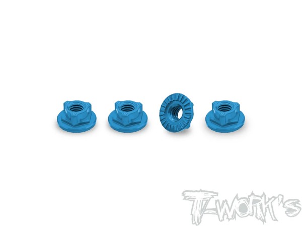 T-Work's TA-160-B - Alu Radmuttern - M4 - ULTRA LIGHTWEIGHT - geriffelt - BLAU (4 Stück)