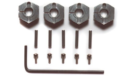 Tamiya 53569 - Alu Sechskantmitnehmer Set - SILBER - 6mm stark (4 Stück)