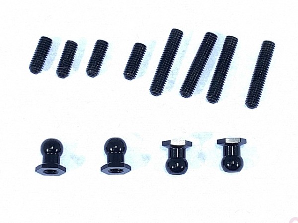 Square TGE-32BK - Tamiya - Alu Kugelkopfset mit Gewindestange - 5mm - Schwarz (4 Stück)