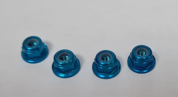 Square SGX-03FTB - Alloy Nut - M3 flanged - LIGHT BLUE (4 pieces)