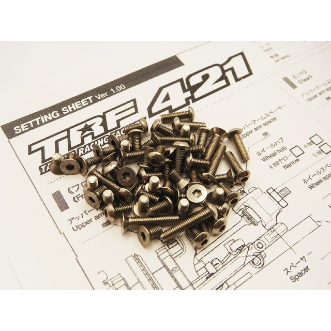 Hiro Seiko 48947 - Tamiya TRF421 - Titanium Hex Socket Screw Set (116 pcs)