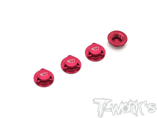 T-Work's TO-306R - Alu Radmuttern für 1:8 Offroad - 17mm - geschlossen - ROT (4 Stück)