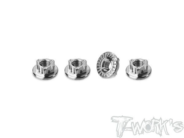 T-Work's TP-195-A - Titanium Wheel Nuts - Serrated - ULTRA LIGHTWEIGHT - M4 (4 pcs)