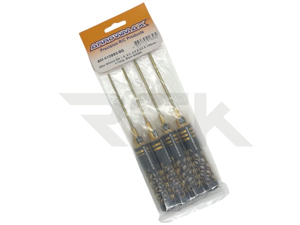 Arrowmax 410993BG - ALLEN WRENCH Set Black Golden - Tungsten / Wolfram Steel - 4 pieces