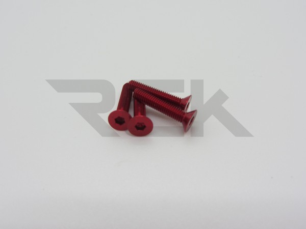 Hiro Seiko 48762 - Alloy Hex Socket Screw - Flat Head - M3x20mm - RED (4 pcs)