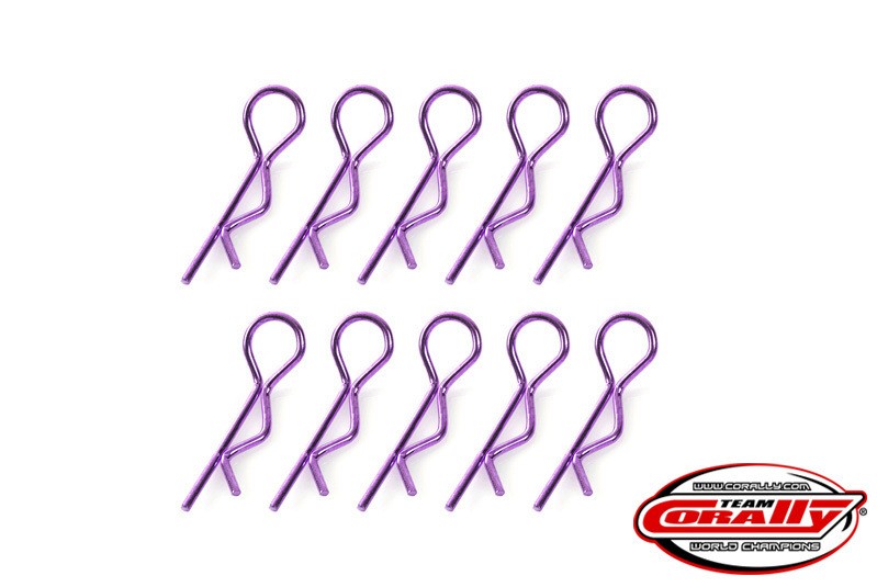 Corally 35113 - Karosserieklammern 45° gebogen - medium - violett (10 Stück)