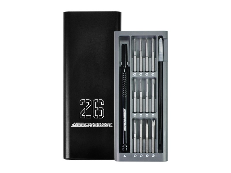 Arrowmax 199902 - "Premium Precision" - Mini Werkzeug Set im Alu Case - 26 teilig