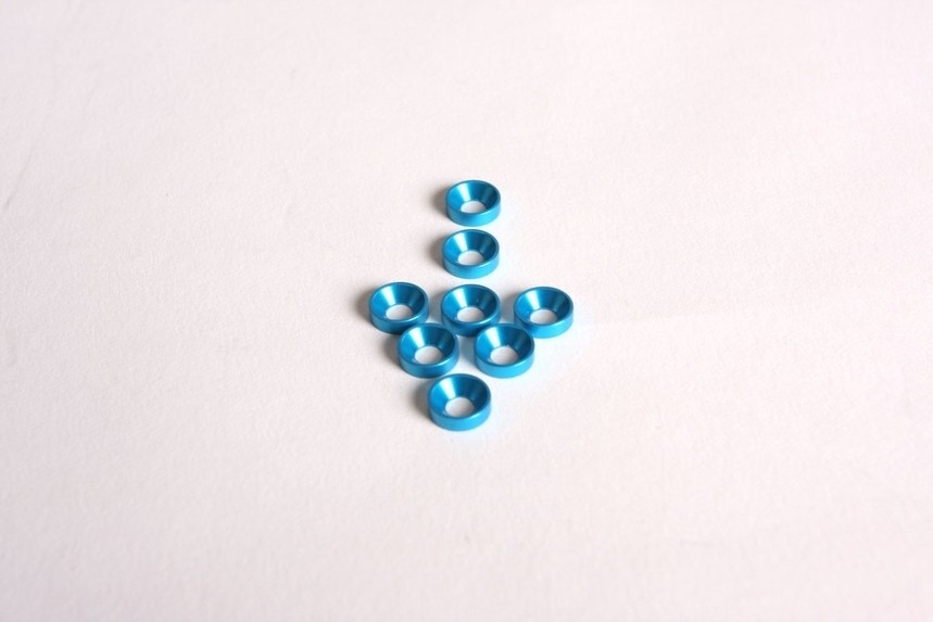 Tamiya 54156 - Alu Shims Set - M3 - Countersunk Washer - BLUE (8 pcs)