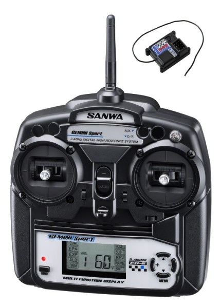 SANWA 101A32871A - GEMINI Sport - 2.4GHz FH-E Transmitter - Stick Type - incl. SANWA RX-391W