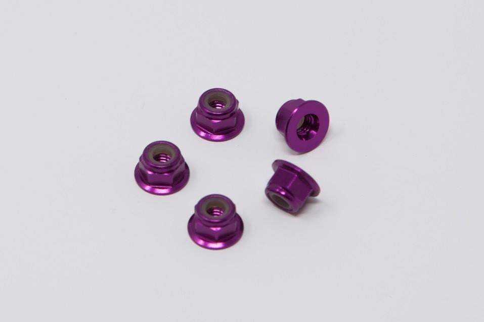 Square SGE-04FP - Alloy Nut nylock - M4 flanged - PURPLE (4 pieces)