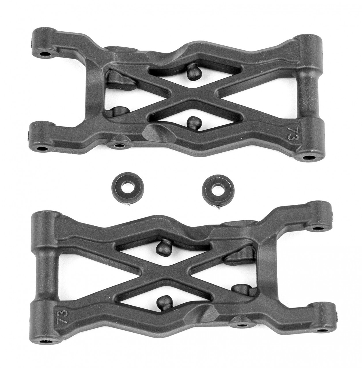 Team Associated 91873 - B6.3 - Factory Team Rear Suspension Arms 73mm, carbon fiber (2 pieces)