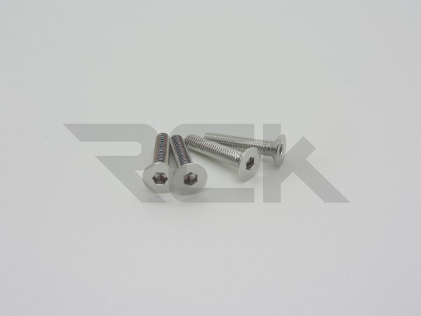 Hiro Seiko 48797 - Alloy Hex Socket Screw - Flat Head - M3x20mm - SILVER (4 pcs)