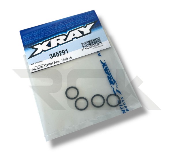 XRAY 345291 - RX8 2024 - Alu Shim 12x15x1.5mm - schwarz (4 Stück)