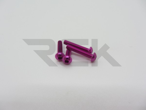 Hiro Seiko 48733 - Alloy Hex Socket Screw - Button Head - M3x14mm - PINK (4 pcs)