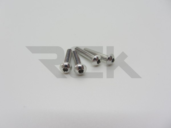 Hiro Seiko 48739 - Alloy Hex Socket Screw - Button Head - M3x15mm - SILVER (4 pcs)