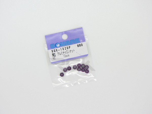 Square SGX-102UP - Alu Mutter mit Flansch - M2 - niedrig - PURPLE (10 Stück)