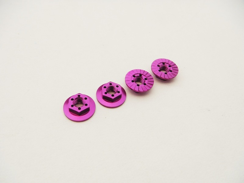 Hiro Seiko 48666 - 4mm Alloy Serrated Wheel Nut - THIN - PURPLE (4 pieces)