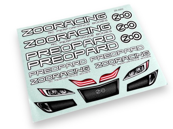 ZooRacing - PreoPard Decal Sheet - for 1/10 Touring Car Bodies