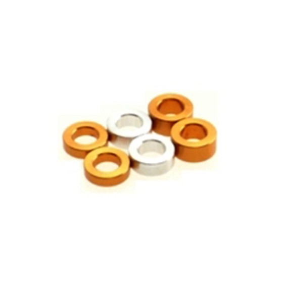 Hiro Seiko 69460 - Alu Spacer Set 3mm - 1.5t (orange) / 2.0t (silver) / 2.5t (orange) - (2 pcs each)