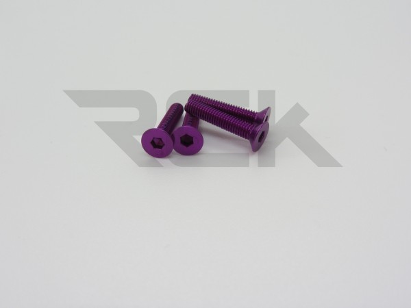 Hiro Seiko 48767 - Alloy Hex Socket Screw - Flat Head - M3x20mm - PURPLE (4 pcs)