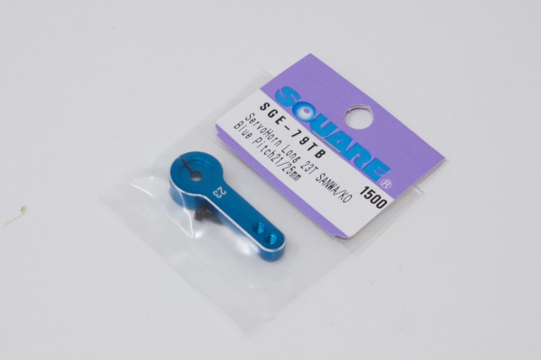 Square SGE-79TB - Aluminum Servo Arm - Long - 21/25mm - 23T (SANWA) - Light Blue