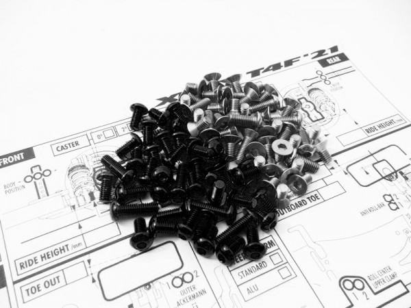 Hiro Seiko 48614 - XRAY T4F'21 - Alu- & Titanium Hex Socket Screw Set - black (87 pieces)