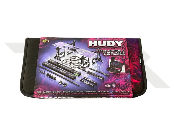HUDY 109351 - COMPLETE SET OF SET-UP TOOLS + CARRYING BAG - FOR 1/10 TOURING CARS - Version 2024