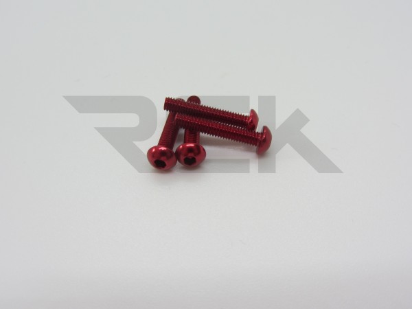 Hiro Seiko 48707 - Alloy Hex Socket Screw - Button Head - M3x20mm - RED (4 pcs)