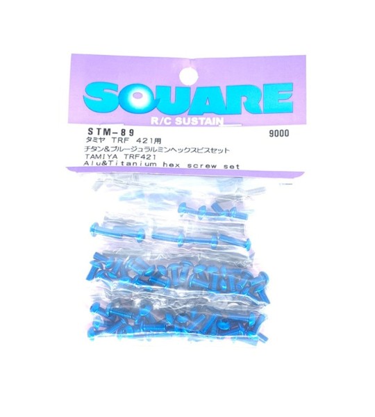 Square STM-89 - Tamiya TRF421 - Alu- und Titanschrauben Satz - Blau (118 Schrauben)