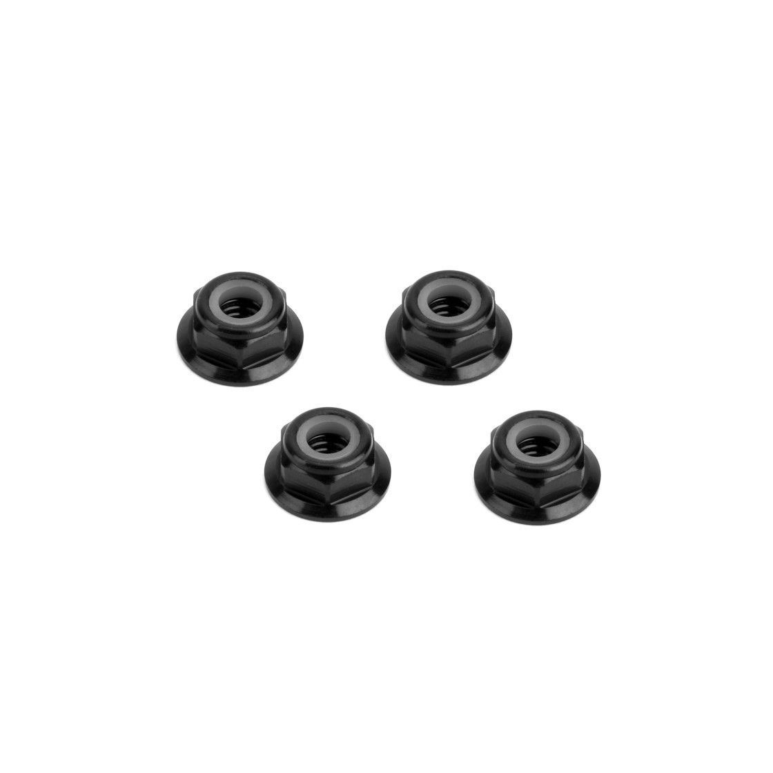 Hiro Seiko 48957 - M4 Alloy Flange Nylon Nut - THIN - Black (4 pieces)