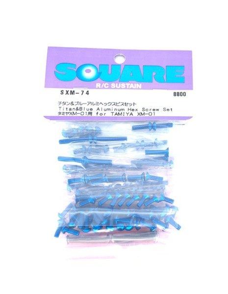 Square SXM-74 - Tamiya XM-01 - Alu- und Titanschrauben Satz - Blau (103 Schrauben)