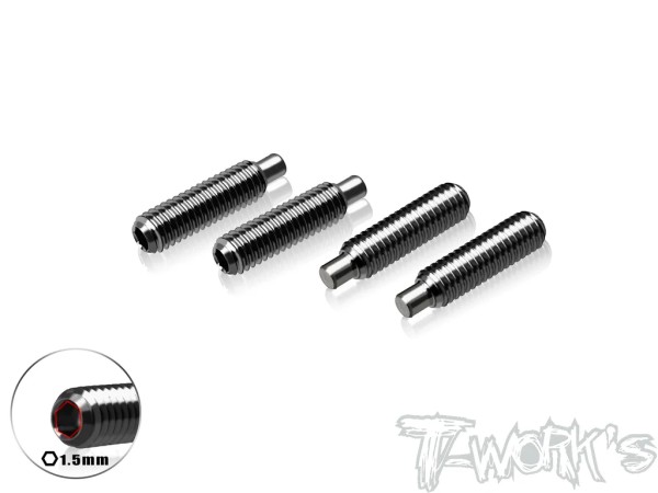 T-Work's TP-X4-K - Titan Madenschrauben mit Zentrierstift - M3x12mm - ersetzt 901313 - für XRAY X4 2