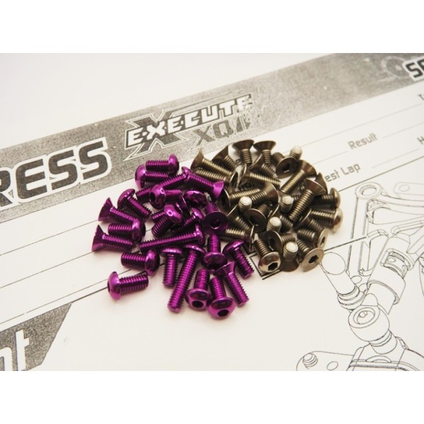 Hiro Seiko 48951 - XPRESS XQ11HR - Alloy and Titanium Hex Socket Screw Set - Purple (128 pcs)