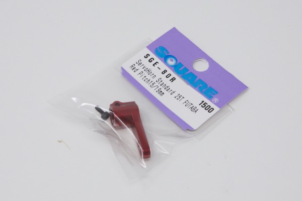 Square SGE-80R - Aluminum Servo Arm - 15/19mm - 25T (Futaba) - Red