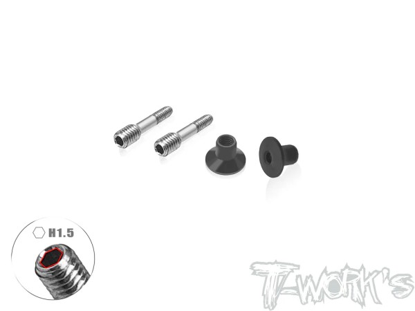 T-Work's TP-205-C - Titanium Adjustable Body Shell Front End Downtravel Screw - for Awesomatix - 15mm (2 pcs)